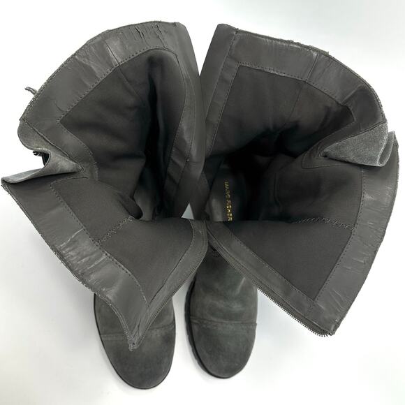 Marc Fisher Arianna Women Gray Moto Boot Size 9 Suede Block Heel Mid-Calf Bootie - Picture 14 of 15